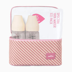 9 Plus Portable Rechargeable Breast Pump with Grey Tote and Pink Cooler Kit