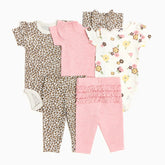 Organic Cotton Ruffle Bodysuit, Pant & Headband 6-Piece Set
