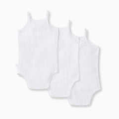 Organic Cotton Set of 3 Solid Camisole Bodsuits