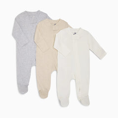 Organic Cotton Solid Zipper Footie (3 Pack)
