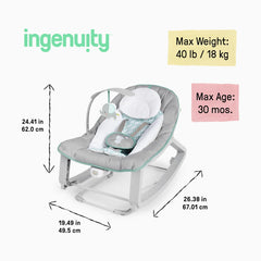 Ingenuity Keep Cozy 3-in-1 Grow with Me Baby Bouncer, Rocker & Toddler Seat