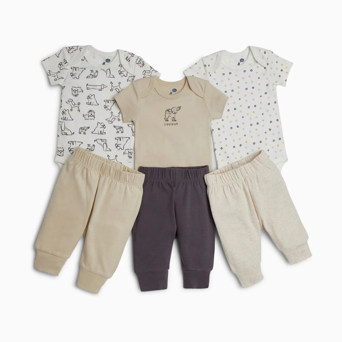 Organic Cotton Short Sleeve Bodysuit & Pant 6-Piece Gift Set