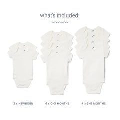 Organic Cotton Grow With Me Short Sleeve Bodysuits (10 Pack)