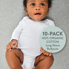 10-Pack Organic Cotton Long Sleeve Bodysuits