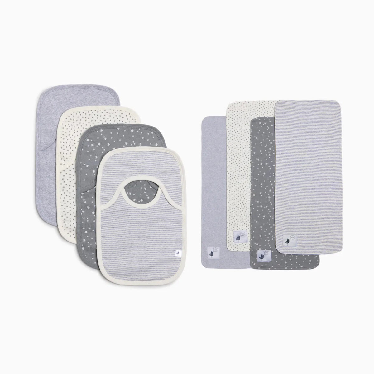Organic Cotton Lap Bib & Burp Cloth 8-Piece Gift Set