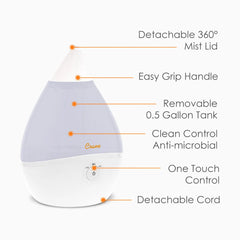 Droplet Ultrasonic Cool Mist Humidifier - 0.5 Gallon)