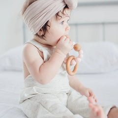 Bubble Silicone & Wood Teething Rattle