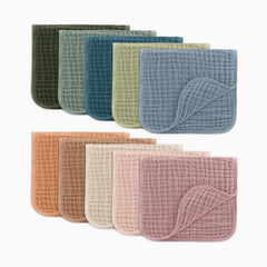 6-Layer Muslin Burp Cloths Set (10 Pack)
