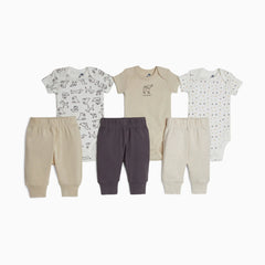 Organic Cotton Short Sleeve Bodysuit & Pant 6-Piece Gift Set