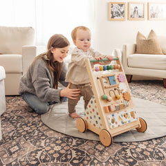 Versatile Natural Wooden Baby Walker