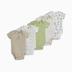 Organic Cotton Short-Sleeve Printed Bodysuit (5 Pack)