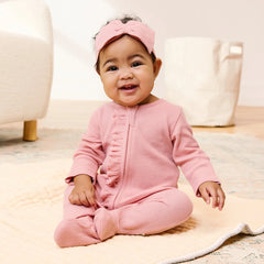 Organic Cotton Ruffle Waffle Footie