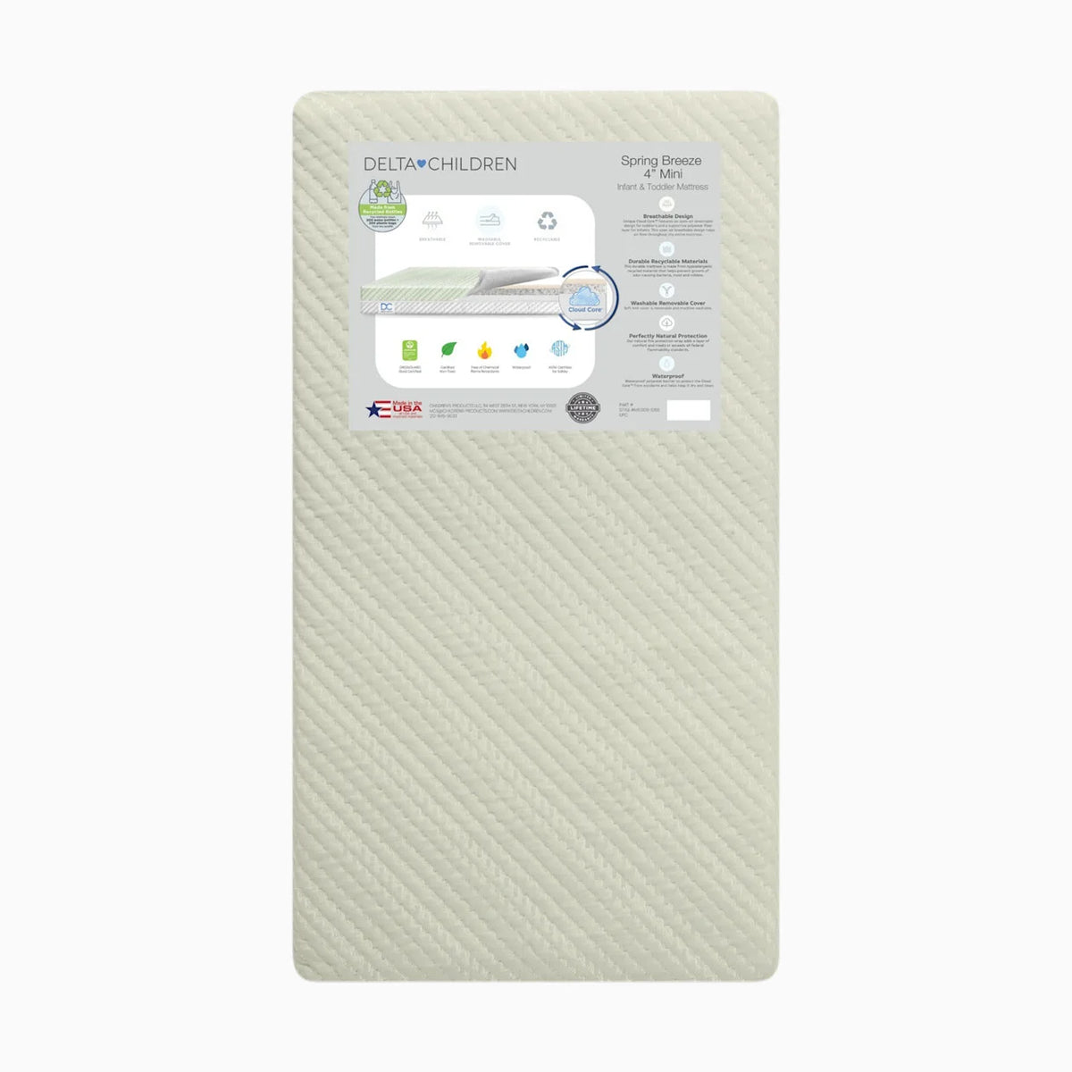 Mini Crib Size Spring Breeze 4-inch Breathable Mattress