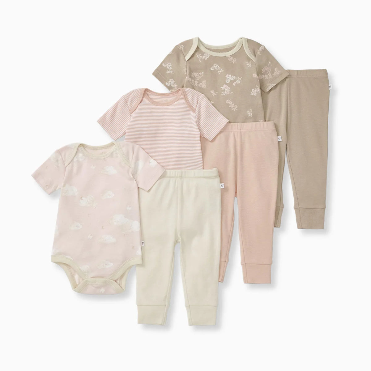 Organic Short Sleeve Bodysuit & Pant Set (3 Pack)