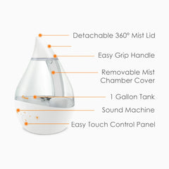 4-in-1 Cool-Mist Humidifier with Sound Machine - 1 Gallon