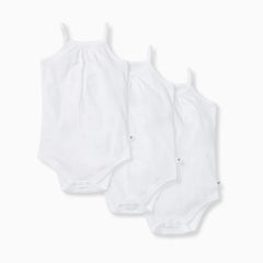 Organic Cotton Set of 3 Solid Camisole Bodsuits